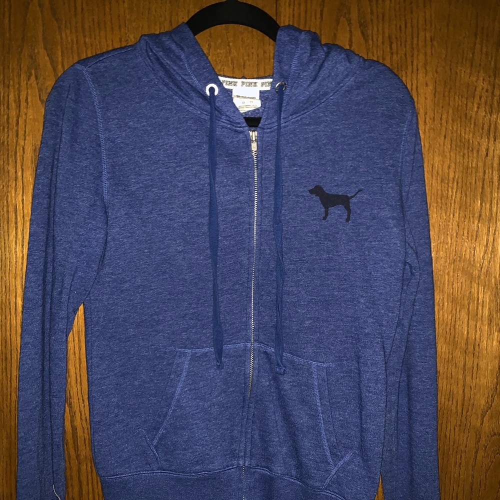 VS Pink zip up hooded sweatshirt